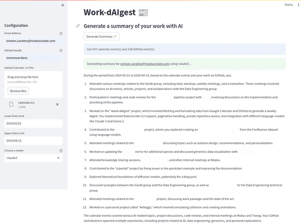 work-dAIgest demo work-dAIgest demo