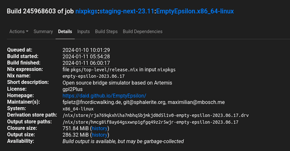 CI build details of EmptyEpsilon CI build details of EmptyEpsilon
